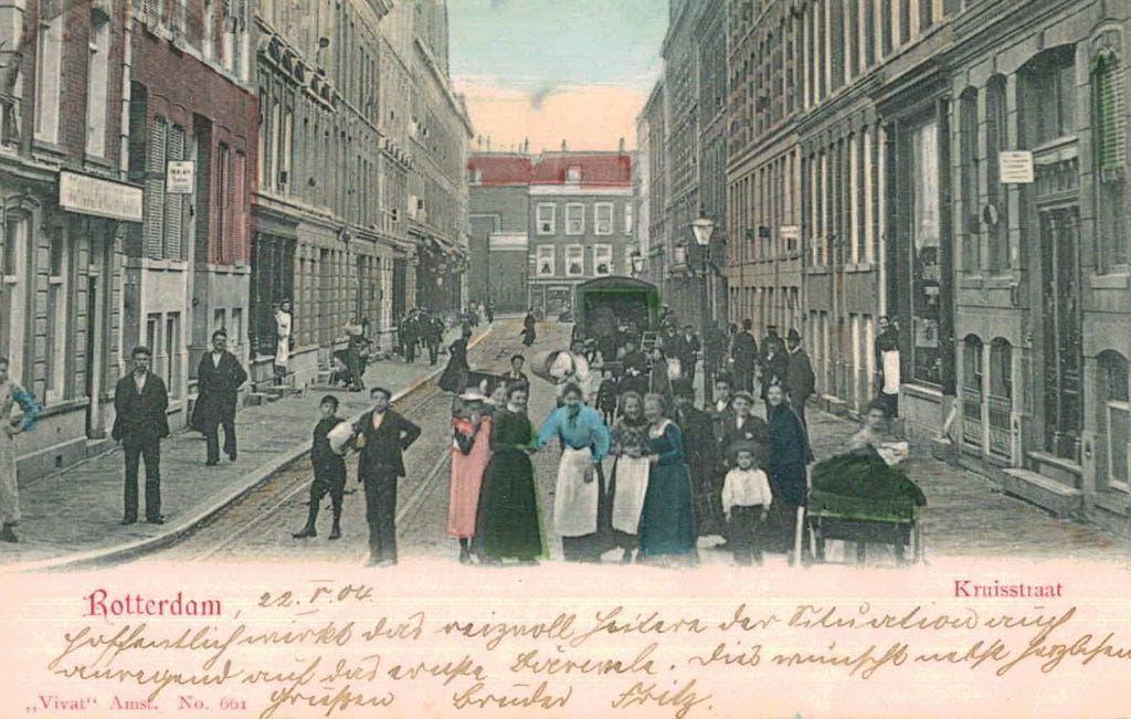 1904 ROTTERDAM Kruisstraat Veel volk, Verzenden, Voor 1920, Gelopen, Zuid-Holland