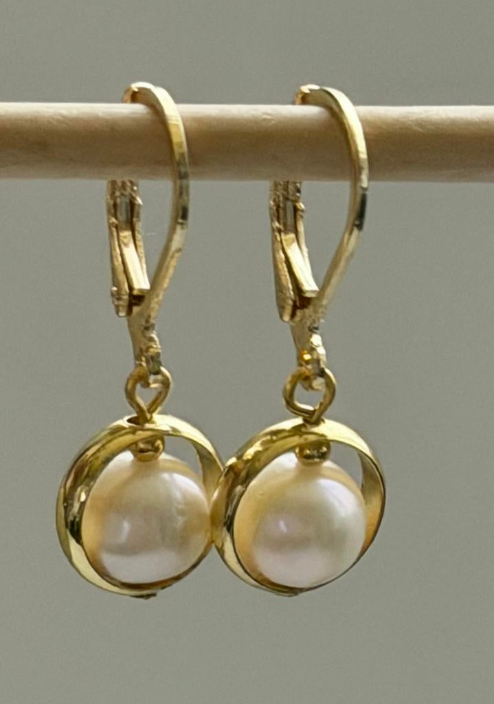Akoya Parel Oorbellen 14K - Leverback Sluiting, Hangers, Nieuw, Ophalen of Verzenden, Met edelsteen