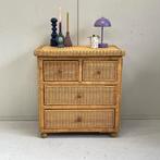 Vintage Boho rotan bamboe ladekast halkast dressoirtje, Ophalen, Overige materialen, Gebruikt, Onbekend
