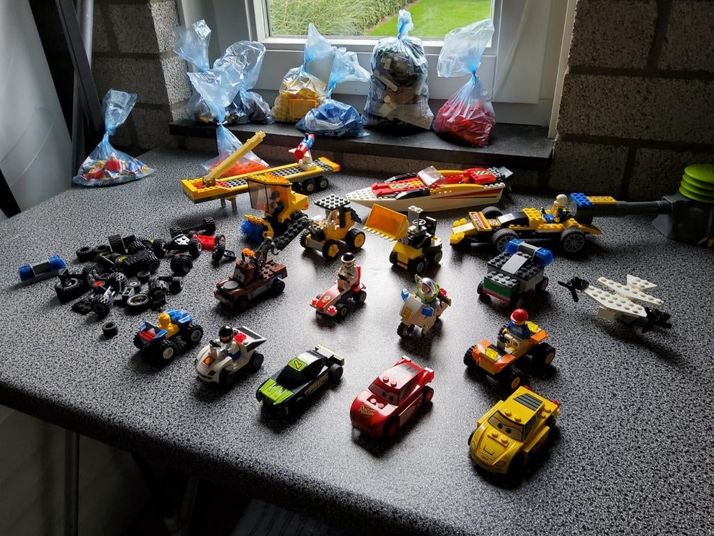 Grote partij LEGO met diverse voertuigen en losse stenen, Ophalen, Gebruikt, Overige typen