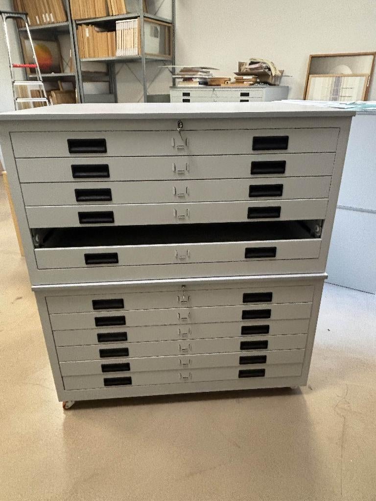 2 Stalen Tekening Lade Kasten, Huis en Inrichting, Kasten | Ladekasten, Ophalen, Gebruikt, 100 tot 150 cm, 5 laden of meer