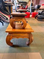 SET VAN 2 MASSIEF TEAK HOUTEN Opium BIJZETTAFELS, Minder dan 55 cm, Gebruikt, Vierkant, Hout