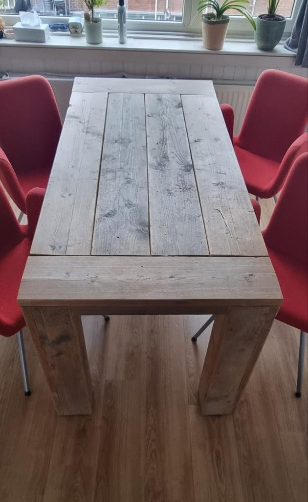 Houten eettafel, Ophalen, Gebruikt, Rechthoekig, 50 tot 100 cm