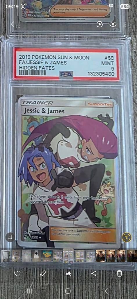 Jessie & James Full Art PSA 9 - Sun & Moon Hidden Fates, Ophalen of Verzenden