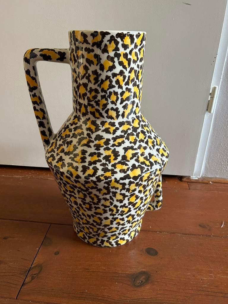 Handgemaakte Leopard Vaas - 45 cm - ‘Return Sender’‘, Ophalen, Zo goed als nieuw, Wit, Minder dan 50 cm