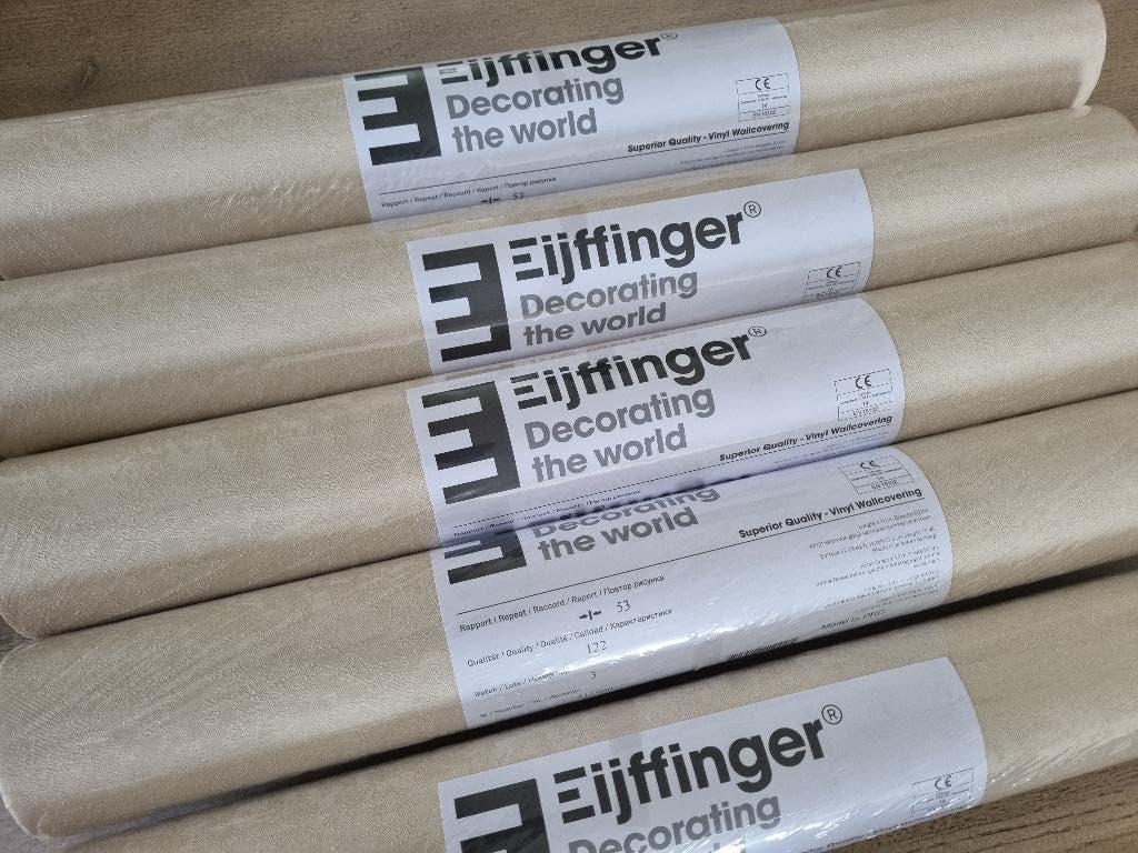 Eijffinger vinyl behang ecru fijne structuur voorradig, Ophalen of Verzenden, 75 m² of meer, Beige