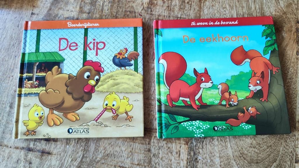Boekjes: De kip en De eekhoorn (Editions Atlas), Boeken, Kinderboeken | Jeugd | onder 10 jaar, Ophalen of Verzenden, Zo goed als nieuw