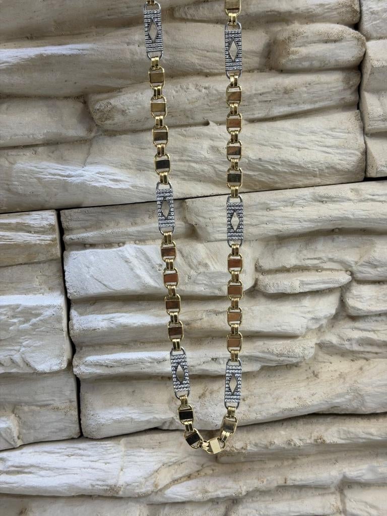 Gouden Platte Koningsketting 14kt, Sieraden, Tassen en Uiterlijk, Kettingen, Www.bredajuwelier.nl, Nieuw, Ophalen of Verzenden