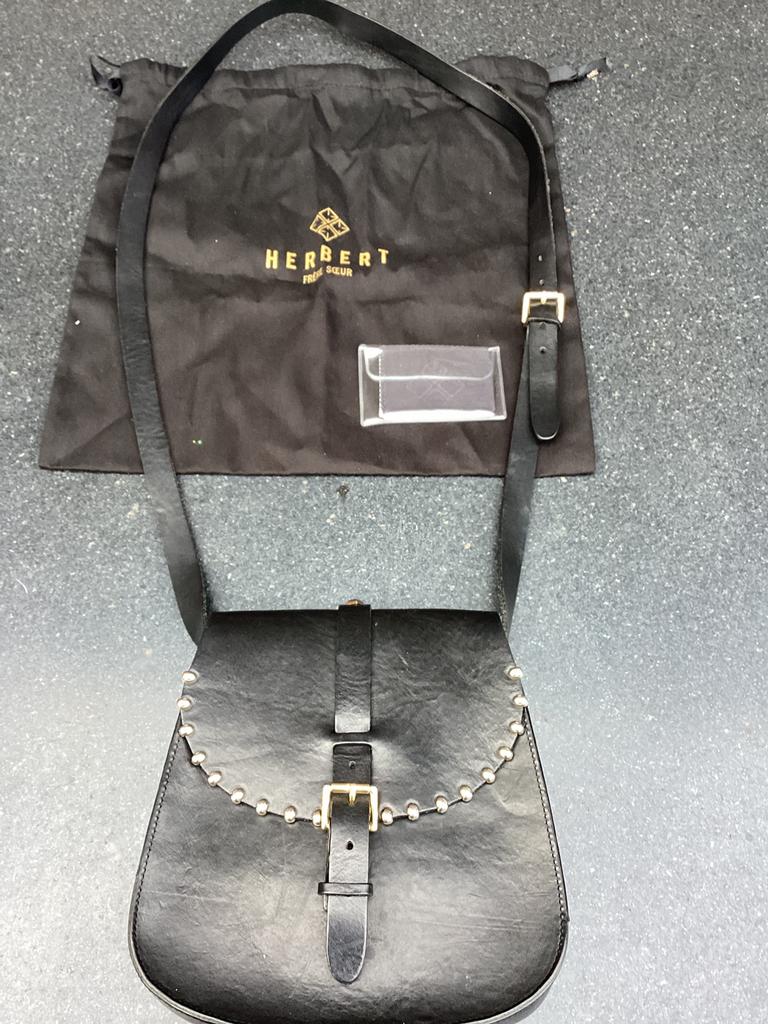 Herbert frère soeur zwarte leren tas, Overige merken, Zwart, Ophalen of Verzenden, Zo goed als nieuw