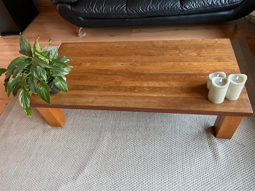 Massief kersenhouten salontafel, Huis en Inrichting, Tafels | Salontafels, Ophalen, Gebruikt, 100 tot 150 cm, 50 tot 100 cm