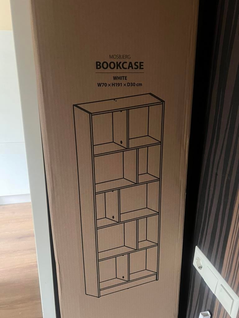 Boekenkast Jysk Mosbjerg wit, Ophalen, Nieuw, 25 tot 50 cm, 50 tot 100 cm