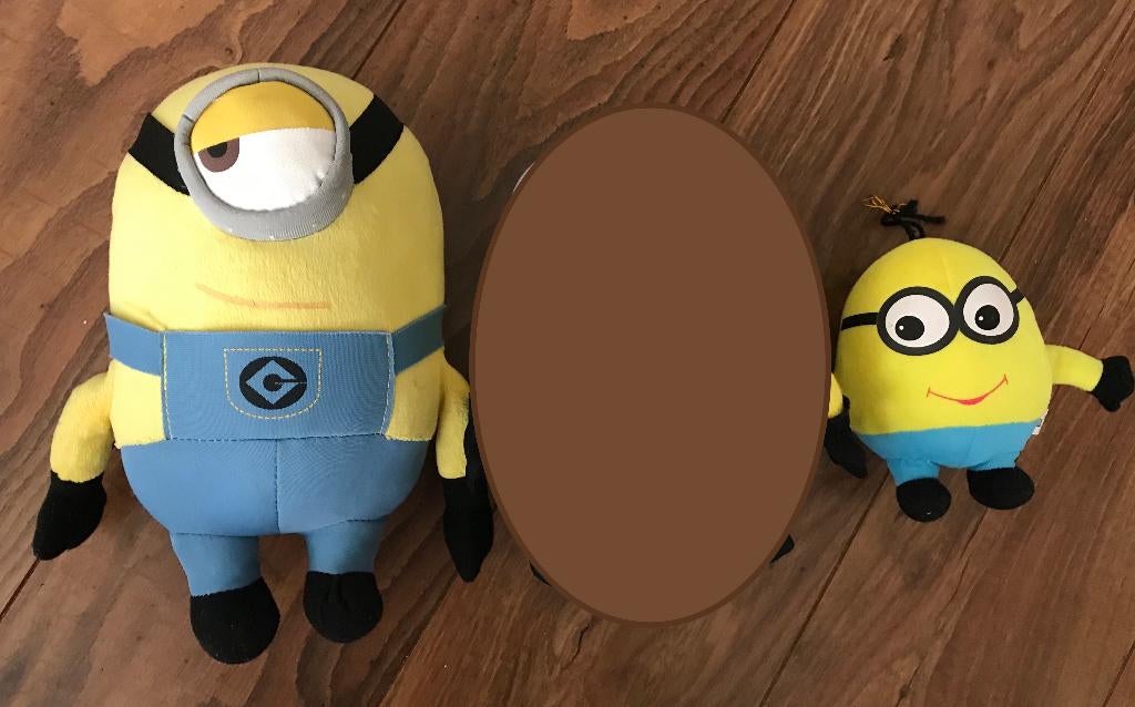 2 Minions pluche popen knuffels Bob Stuart 37 en 22 cm, Verzenden, Nieuw, Overige typen