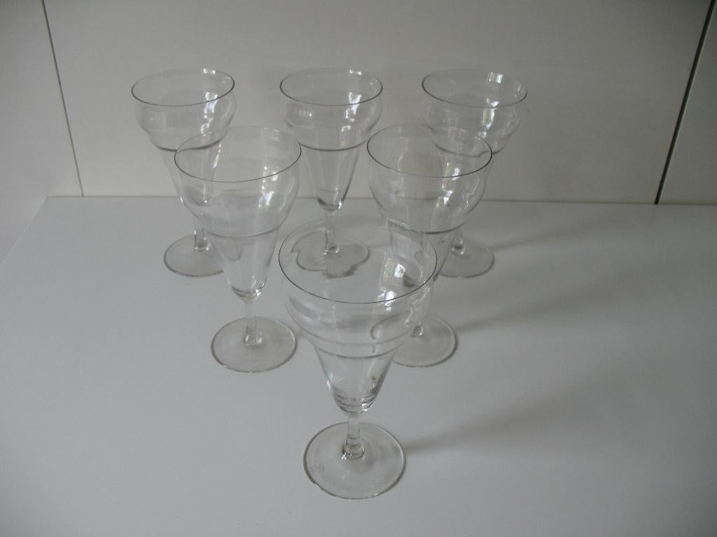 6 A.D. Copier Bourgogne Rode Wijn Glazen Smeerwortel Servies, Antiek en Kunst, Antiek | Glas en Kristal, Ophalen of Verzenden