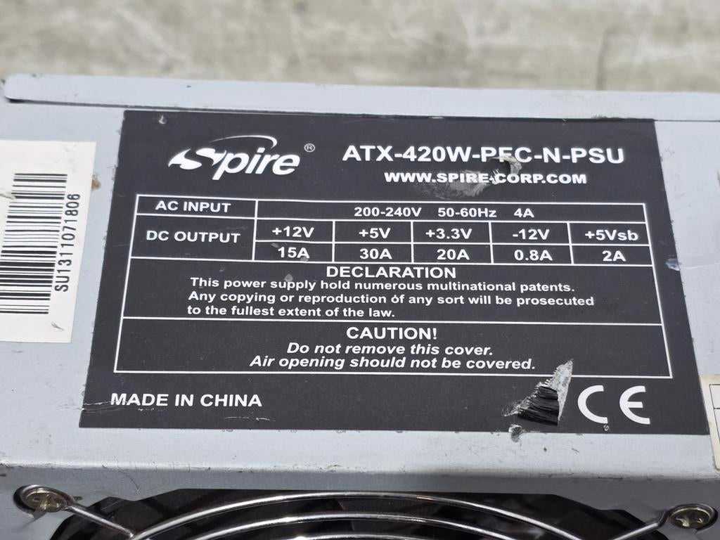 Spire 420w max voeding psu power supply atx-420w-pfc-n-psu, Ophalen of Verzenden, Gebruikt