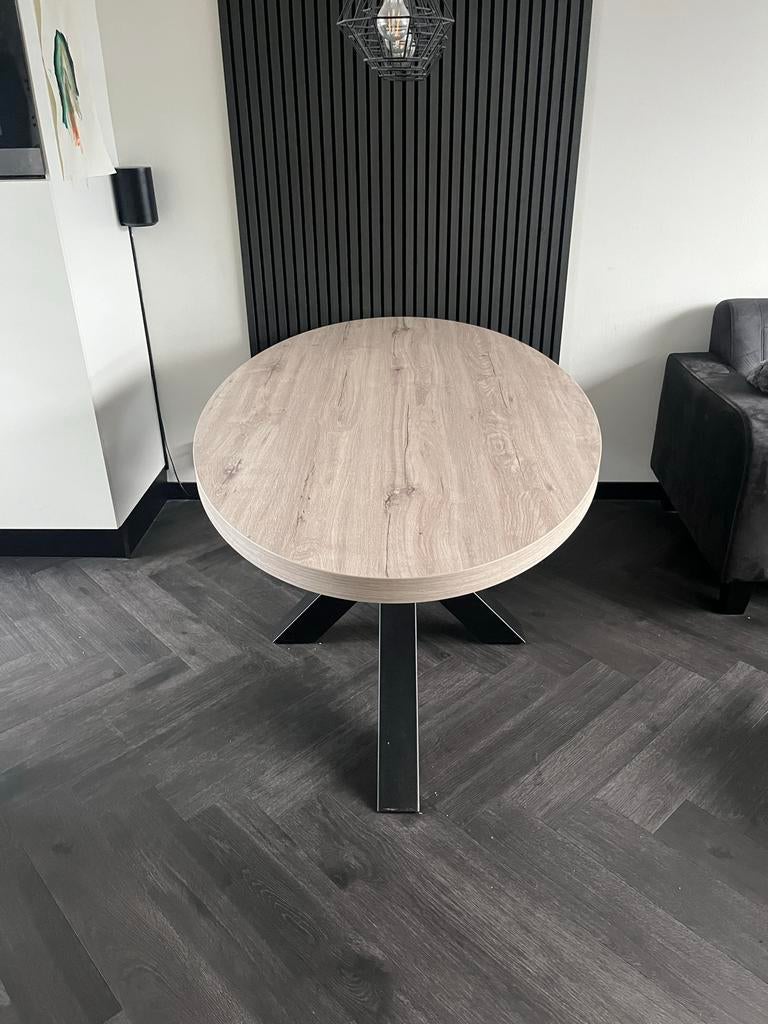 Ovale eettafel grijs eiken, Huis en Inrichting, Tafels | Eettafels, Ophalen, 100 tot 150 cm, Eikenhout, Nieuw