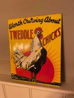 Vintage Tweddle Chicks Emaille Bord - Haan Reclame, Antiek en Kunst, Antiek | Emaille, Ophalen of Verzenden