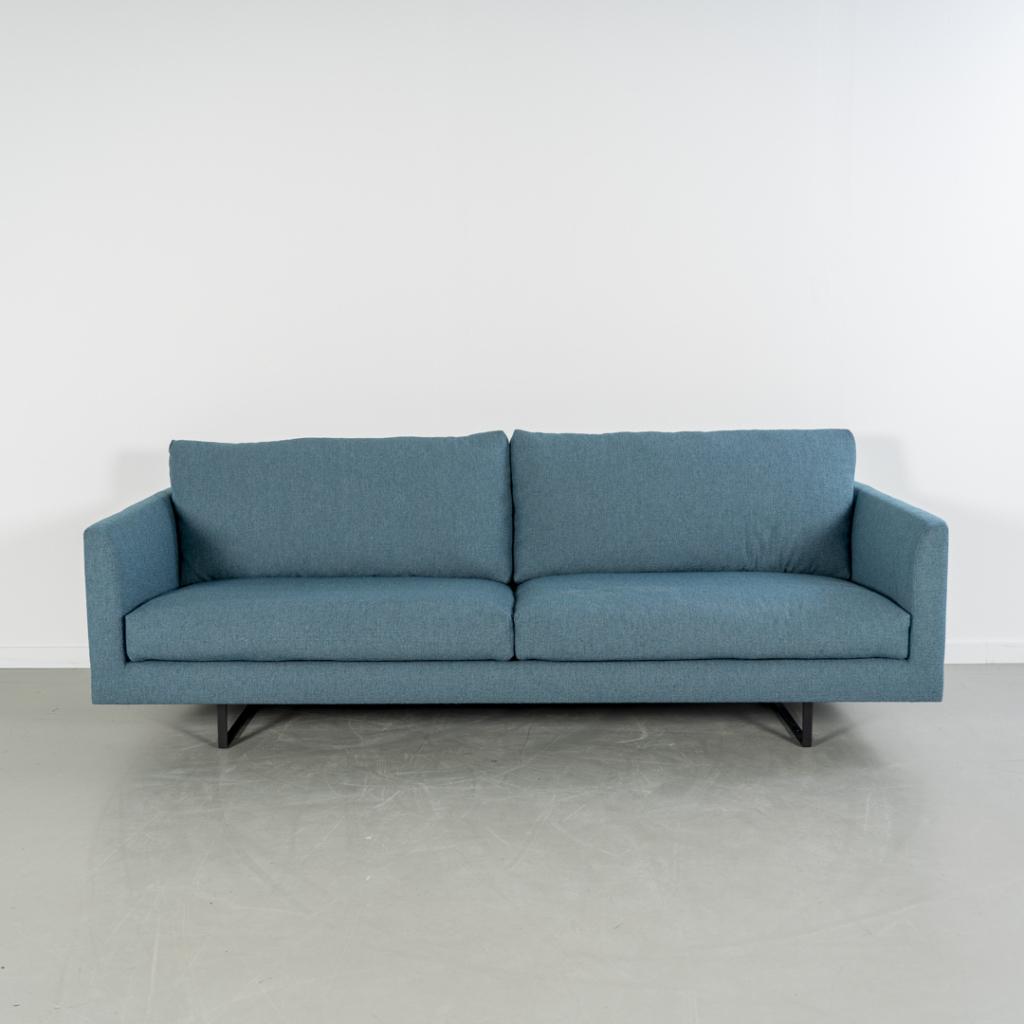 1x Montis Axel Bank 3-zits/190cm Blauw Stof - Slede Zwart, Niet ingevuld, 150 tot 200 cm, Niet ingevuld, Driepersoons