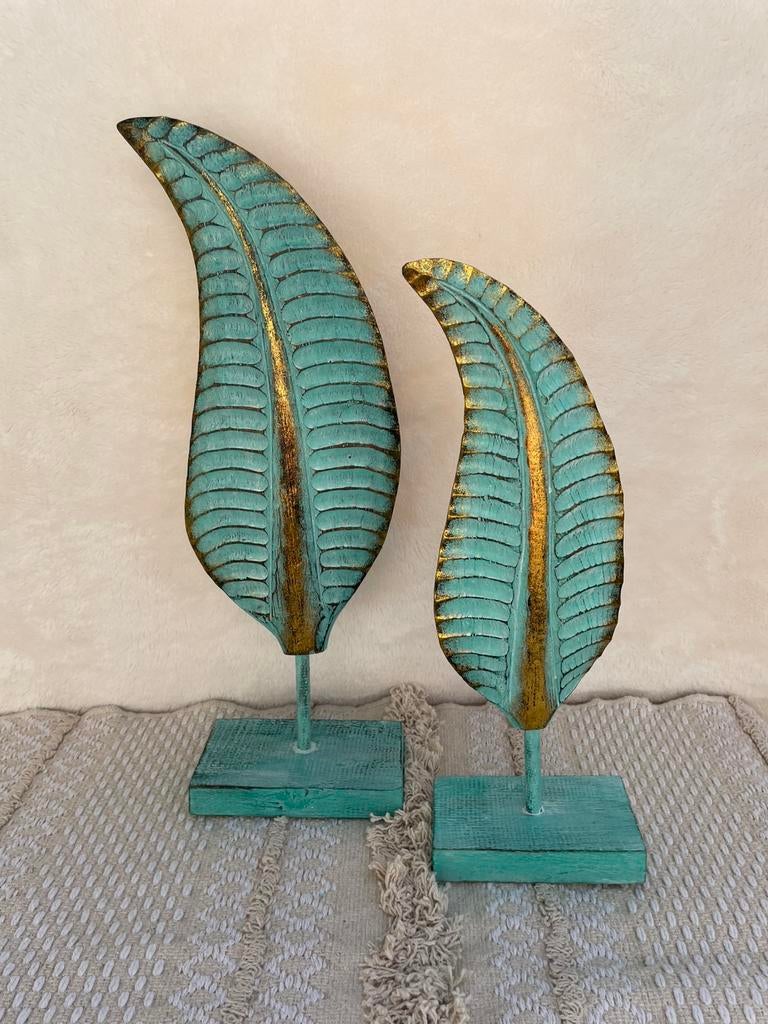 Nieuw houten veren set turquoise, Huis en Inrichting, Woonaccessoires | Overige, Ophalen of Verzenden, Nieuw
