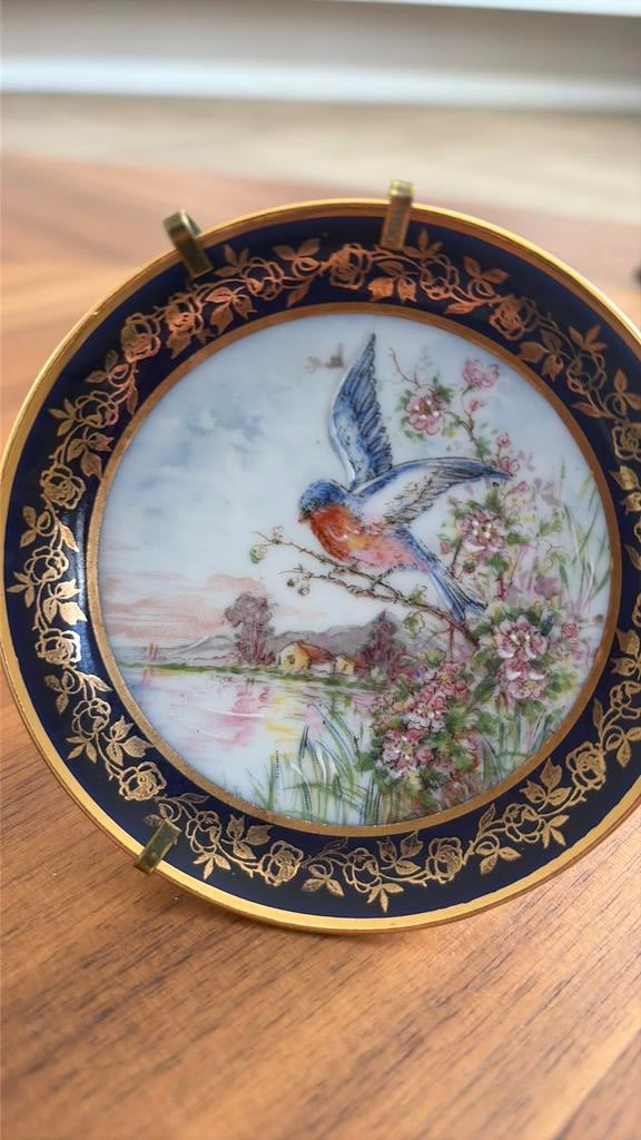 Limoges Porseleinen Schaal met Vogeldecor, 10 cm, Ophalen of Verzenden