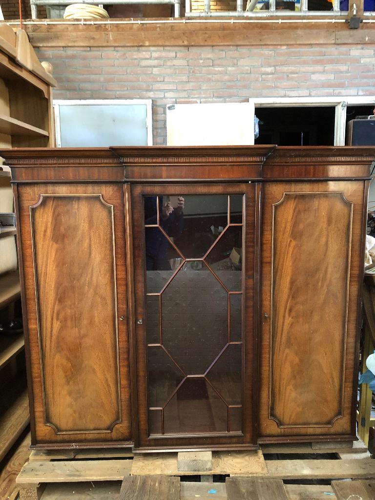 Houten kast notenhout vintage, Ophalen, Gebruikt, 200 cm of meer, 150 tot 200 cm