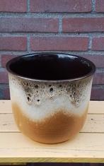 💐GROTE BLOEMPOT WEST GERMANY BRUIN-BEIGE-ZANDKLEUR, Rond, Ophalen of Verzenden, Aardewerk, Minder dan 40 cm