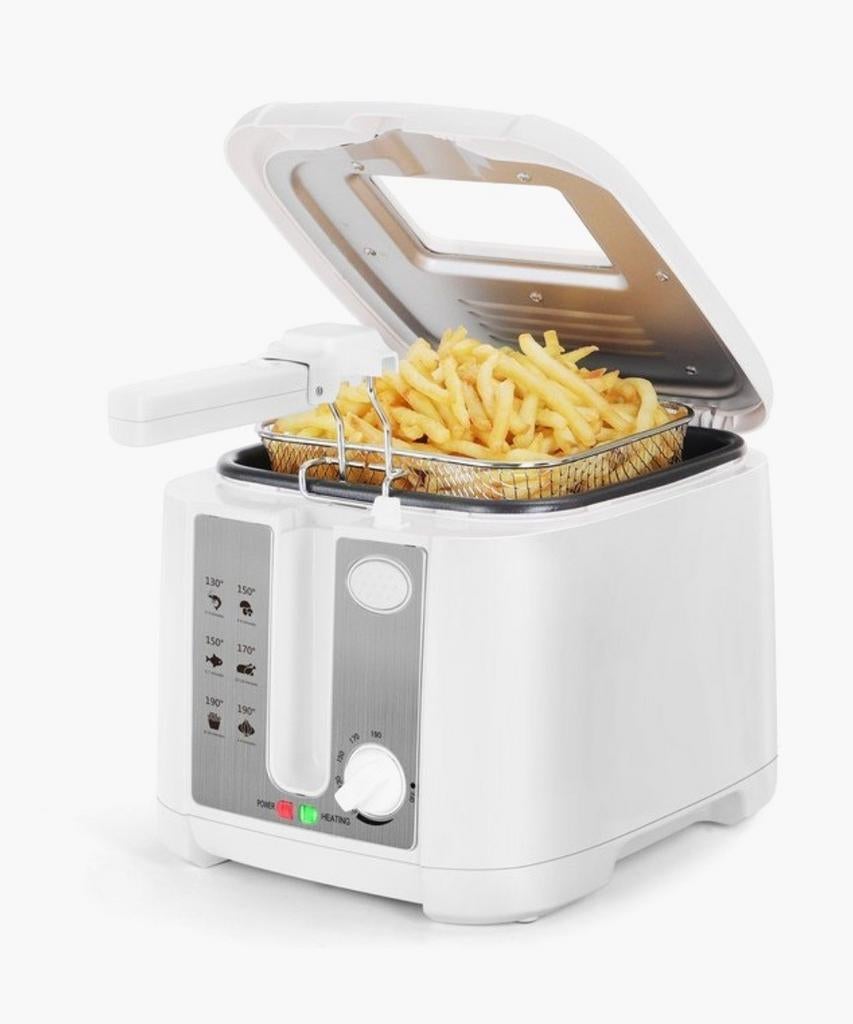 Nieuwe witte Aigostar Indra Friteuse 1650W, Witgoed en Apparatuur, Frituurpannen, Nieuw, 2 tot 3 liter, Uitneembare binnenpan