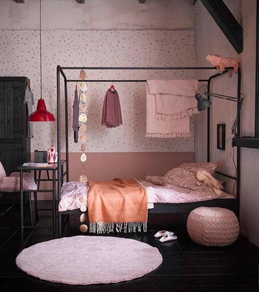 Zwart metalen hemelbed twijfelaar 120x200 in goede staat, Huis en Inrichting, Slaapkamer | Bedden, Ophalen, Zwart, Zo goed als nieuw