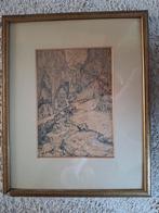 Jan de Boer ets tekening onderzee, Ophalen of Verzenden