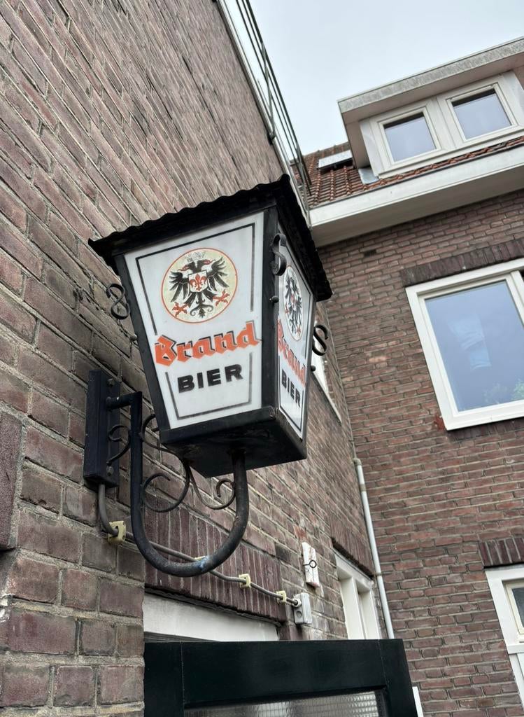 Brand bier lantaarn buitenlamp, Verzamelen, Ophalen, Zo goed als nieuw, Reclamebord, Plaat of Schild, Brand