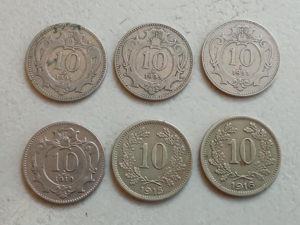 Oostenrijk 6 X 10 heller., Ophalen of Verzenden, Oostenrijk, Setje