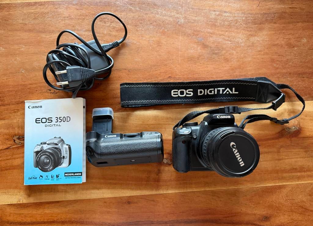 Canon EOS 350D met lens, grip, lader en geheugenkaartje., Ophalen, Gebruikt, Spiegelreflex, Canon
