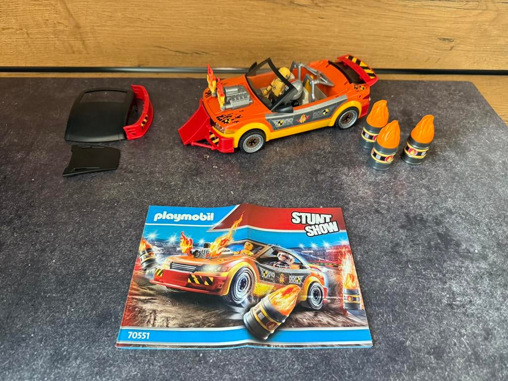 Playmobil Stuntshow Crashcar (70551), Ophalen of Verzenden, Zo goed als nieuw, Complete set