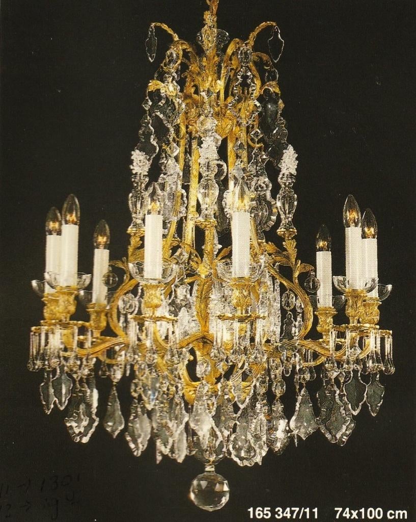 Grote bronzen Boheems kristallen kroonluchter., Huis en Inrichting, Lampen | Kroonluchters, Ophalen, Zo goed als nieuw, Klassiek