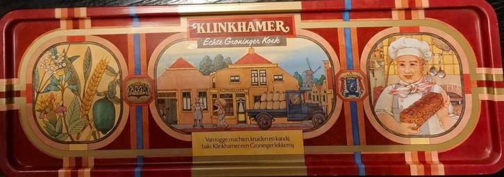Vintage Klinkhamer Groninger Koekblik - Authentiek Design, Verzamelen, Blikken, Gebruikt, Koek(jes), Overige merken, Ophalen of Verzenden