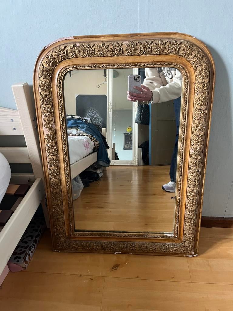 Te koop prachtige spiegel, Antiek en Kunst, Antiek | Spiegels, Ophalen, Overige vormen, 50 tot 100 cm, Minder dan 100 cm