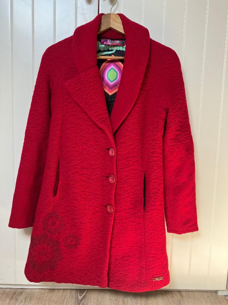 Wollen Desigual jas, Kleding | Dames, Jassen | Winter, Ophalen of Verzenden, Zo goed als nieuw, Rood, Desigual