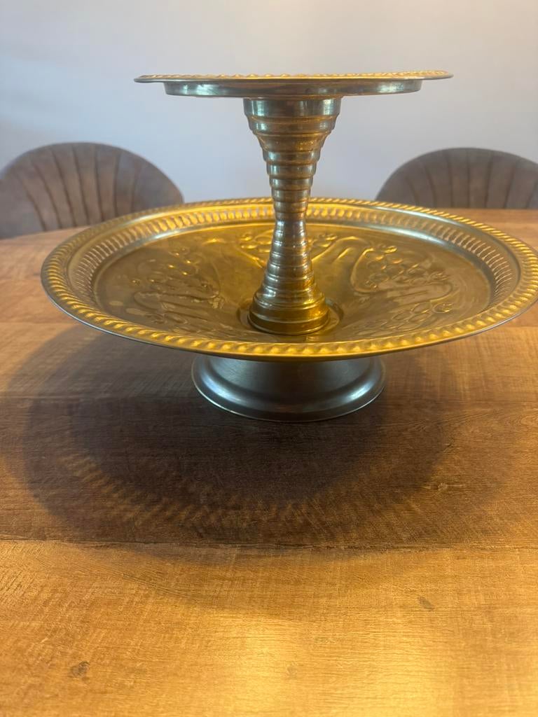 Vintage gouden taartplateau, Ophalen, Zo goed als nieuw