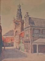 Originele aquarel 'Monnickendam' van Eelco Cornelis Leegstra, Ophalen of Verzenden