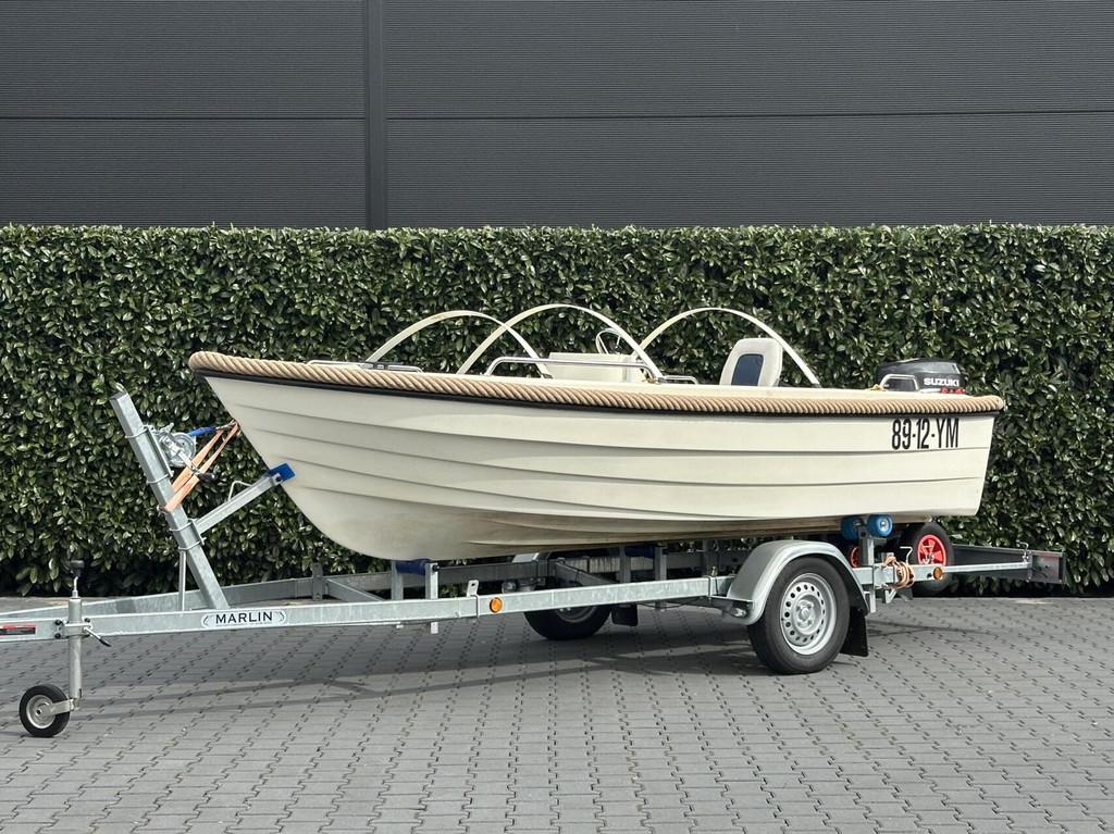 Visboot / Consoleboot / Sloep FB450-WSW420 SUZUKI 25PK, MARL, Watersport en Boten, Vis- en Consoleboten, Gebruikt, Polyester, Benzine