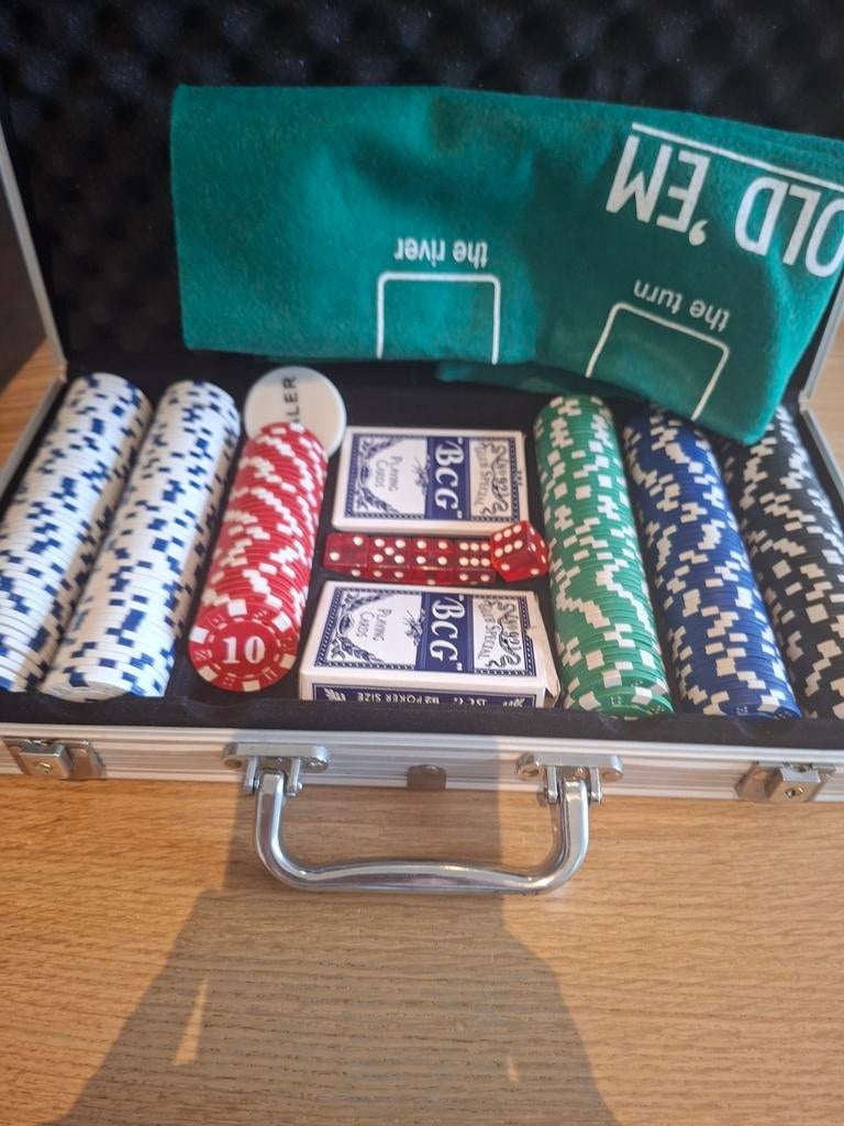Complete Pokerset in Koffer - Ideaal voor Spelavonden, Hobby en Vrije tijd, Vijf spelers of meer, Ophalen, Gebruikt, BCG