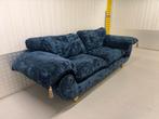 Design bank donkerblauw fluweel, Huis en Inrichting, Overige materialen, 100 tot 125 cm, Driepersoons, Zo goed als nieuw