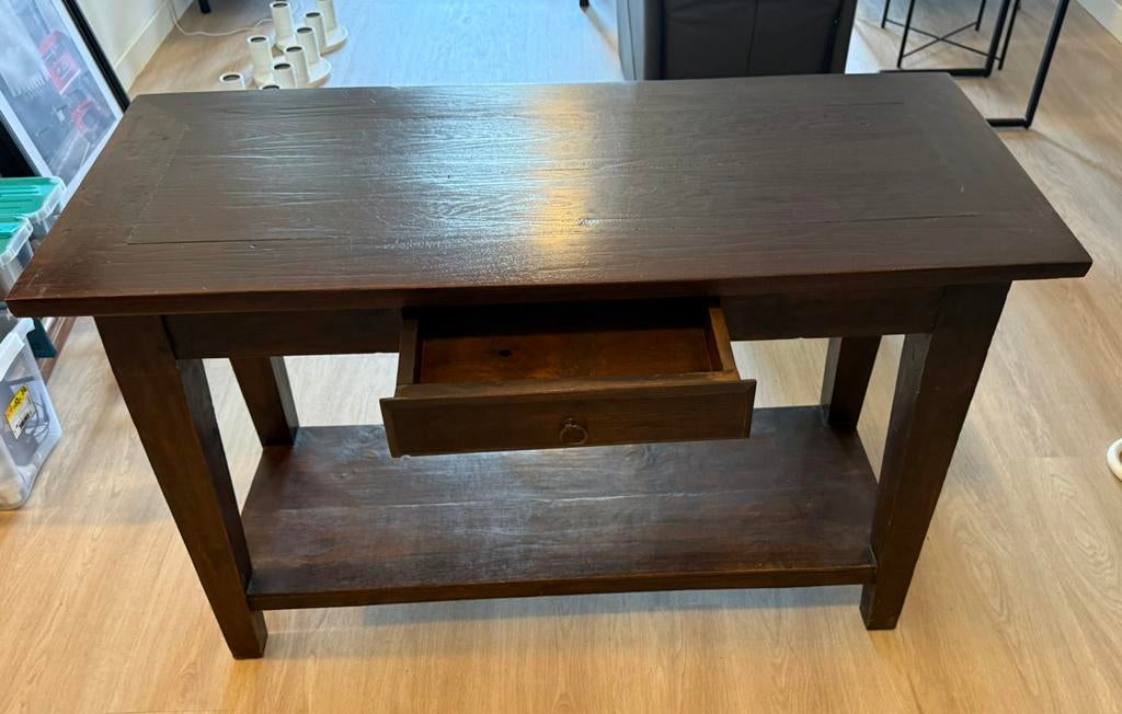 Teakhout sidetable, 100 tot 150 cm, Teakhout, Ophalen of Verzenden, Zo goed als nieuw