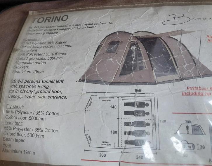 Torino tunneltent voor 5 personen, Caravans en Kamperen, Tenten, Ophalen