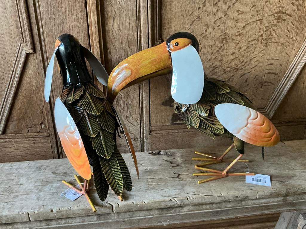 NIEUW set van 2 levensgrote metalen Toekan vogels, Ophalen of Verzenden, Nieuw
