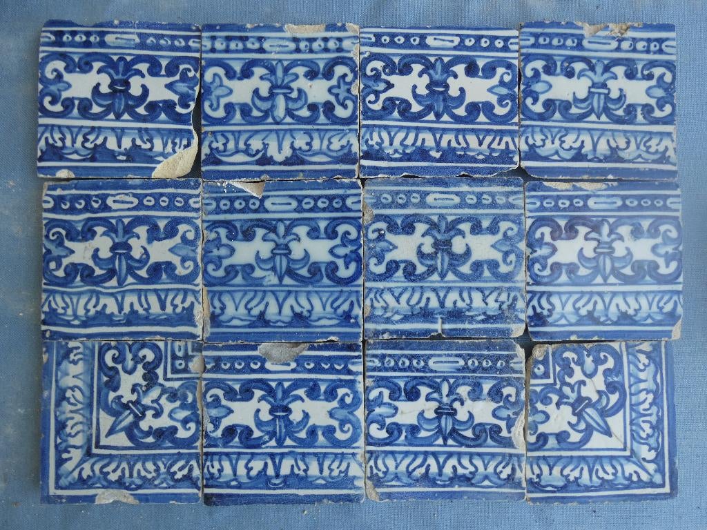 Antieke tegels, Portugal, 17e eeuw, Azulejo., Antiek en Kunst, Antiek | Wandborden en Tegels, Verzenden