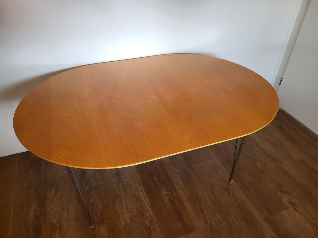 Ovale houten eettafel / bureautafel met dun blad en design, Zo goed als nieuw, Modern, Vier personen, Ovaal