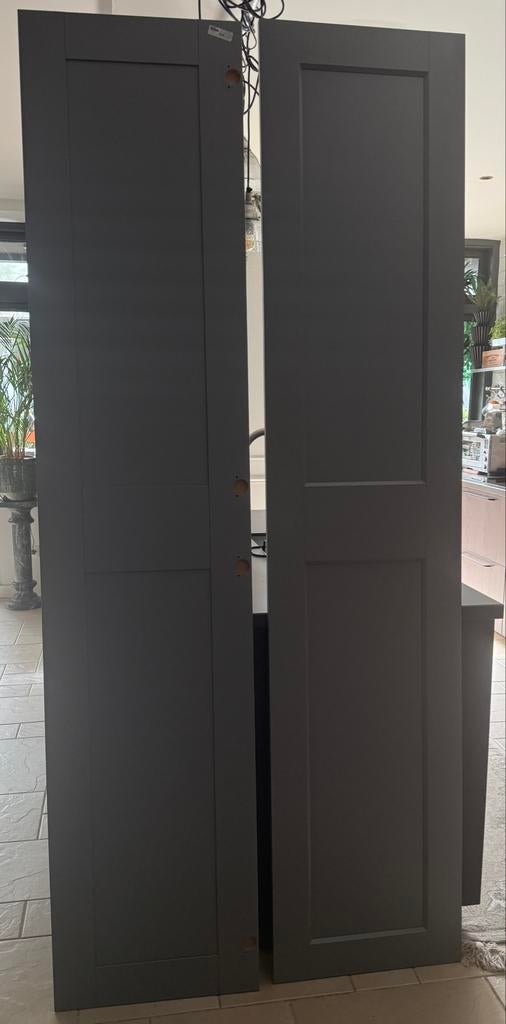2 IKEA Grimo kastdeuren - Grijs, Ophalen, Minder dan 80 cm, 215 cm of meer, Overige typen