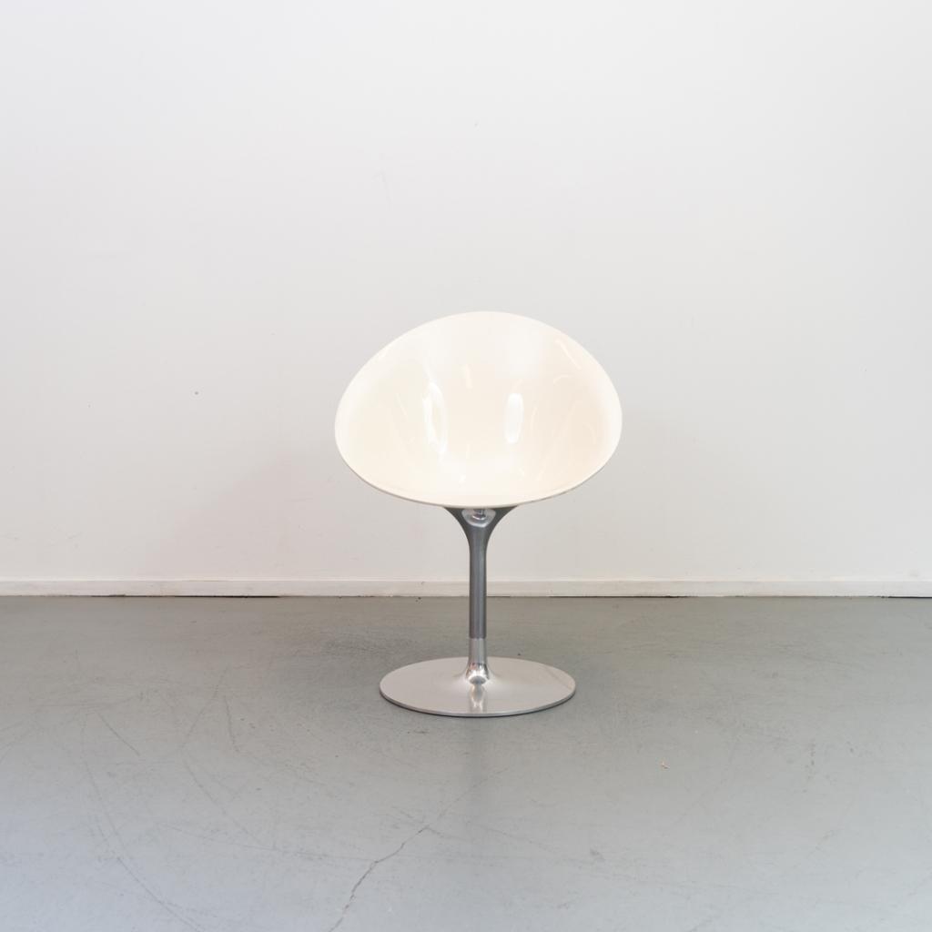 1x Kartell Eros 4835 Draaibare Kuipstoel Wit - Chroom, Niet ingevuld, Gebruikt, Wit, Niet ingevuld