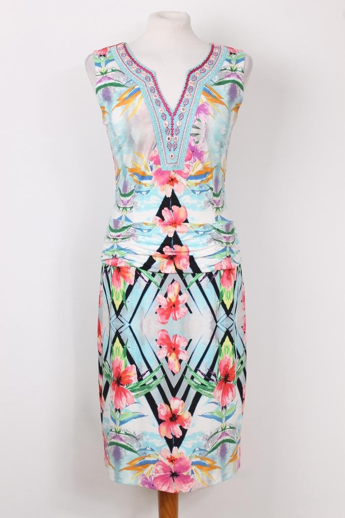 Gebloemde jurk K-DESIGN maat 42 (XL), K-design, Maat 42/44 (L), Ophalen of Verzenden, Zo goed als nieuw