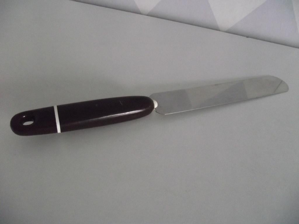 vintage bruin RVS paletmes glaceer mes 30 cm Probus England, Antiek en Kunst, Antiek | Bestek, Ophalen of Verzenden